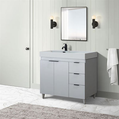 Bellaterra Evora 39 in. Single Sink Vanity in French Gray with Composite Granite Sink Top G3918-FG-FG