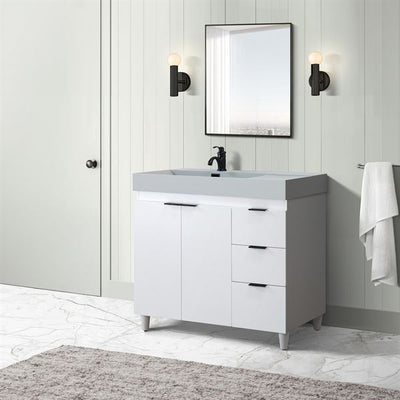 Bellaterra Evora 39 in. Single Sink Vanity in White with Composite Granite Top G3918-WH-FG