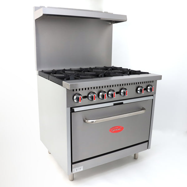 K4GCUP15FF: Top Gas Range 6 Burners + Open Cabinet + Gas Oven 2/1 GN -  Planet Chef Foodservice Equipment