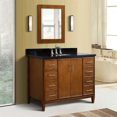 Bellaterra MCM 49 in. Single Sink Vanity in Walnut Finish with Countertop and Sink 400901-49S-WA-WMO
