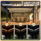 EROMMY 10x13 Electric Pergola with Motorized Roof and LED Light SP-EY-US-WQG098BK