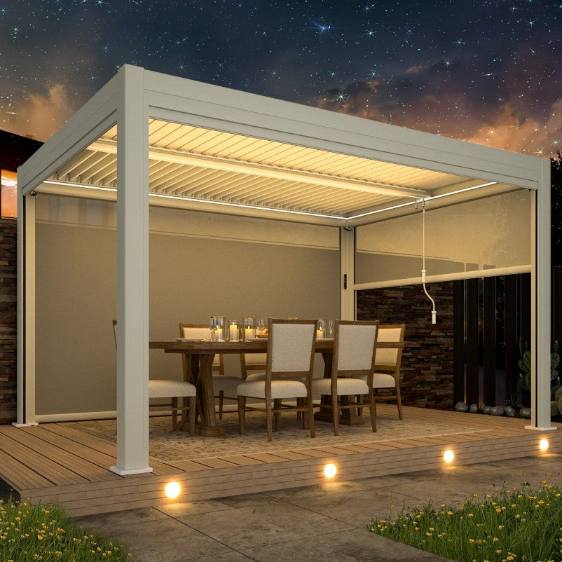EROMMY 10x13 Electric Pergola with Motorized Roof and LED Light SP-EY-US-WQG098BK