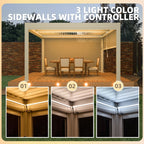 EROMMY 10x13 Electric Pergola with Motorized Roof and LED Light SP-EY-US-WQG098BK