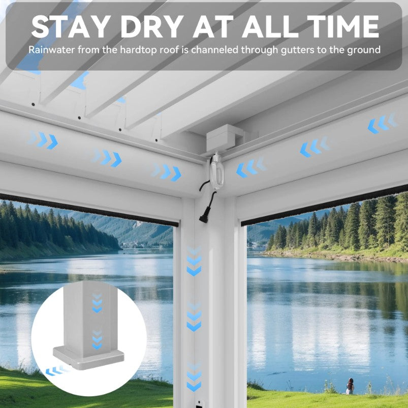 EROMMY 10x13 Electric Pergola with Motorized Roof and LED Light SP-EY-US-WQG098BK