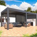 EROMMY 10x20 Pergola with Remote-Controlled Shade & LED Lights SP-EY-US-WQG100BK