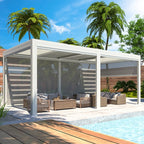 EROMMY 10x20 Pergola with Remote-Controlled Shade & LED Lights SP-EY-US-WQG100BK