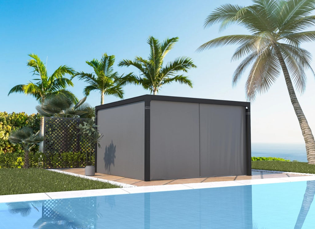 EROMMY 12x12 Pergola with Louvered Roof – Dark Grey EY-WQG-204BK