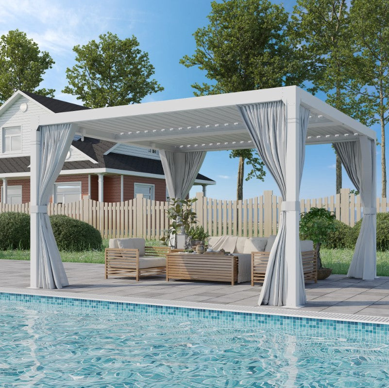 EROMMY 12x12 Pergola with Louvered Roof – Dark Grey EY-WQG-204BK