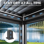 EROMMY 12x20 Pergola with Remote-Controlled Shade & LED Lights SP-EY-US-WQG101BK