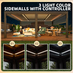 EROMMY 12x20 Pergola with Remote-Controlled Shade & LED Lights SP-EY-US-WQG101BK