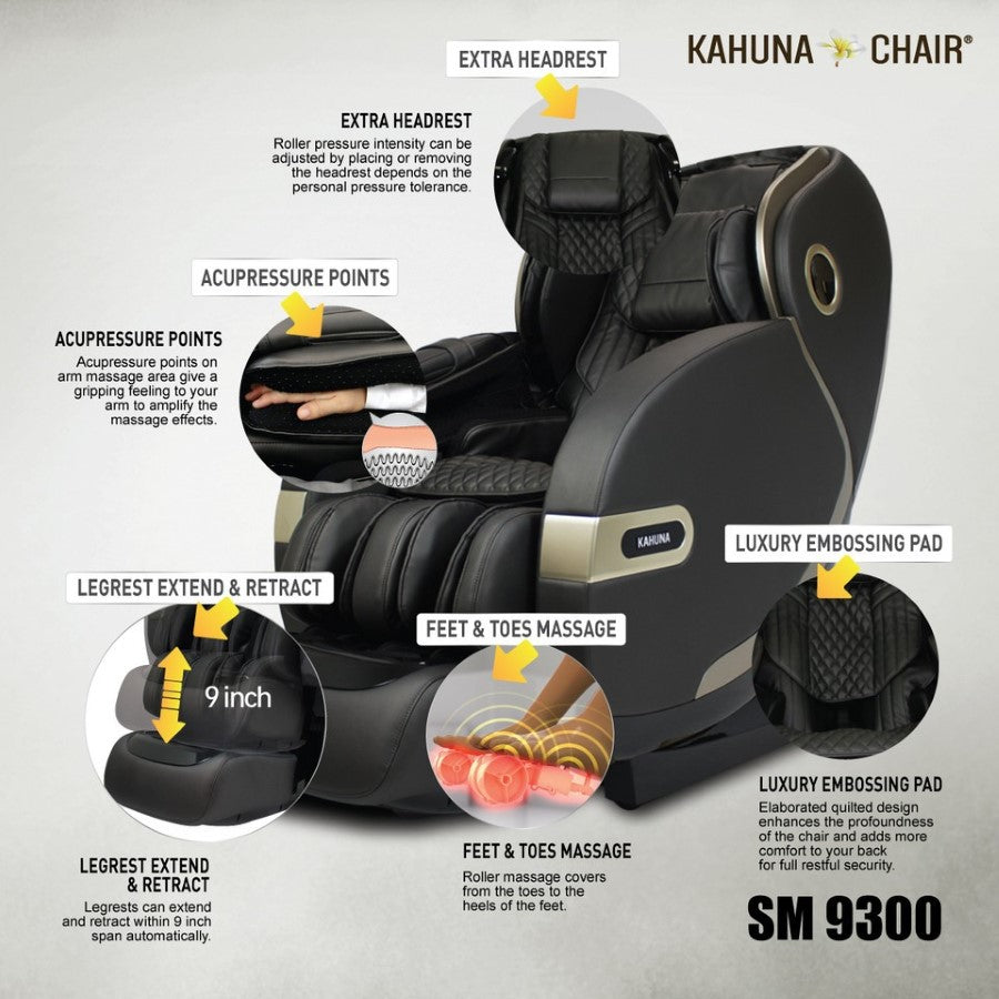 Kahuna Massage Chair Kahuna 4D+@ Dual Air Float Flex HSL-track with Infrared heating SM-9300 Grey KMCSM9300GREY