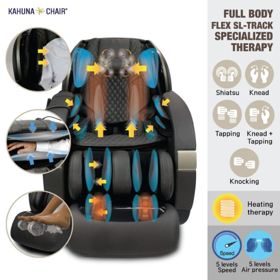 Kahuna Massage Chair Kahuna 4D+@ Dual Air Float Flex HSL-track with Infrared heating SM-9300 Grey KMCSM9300GREY