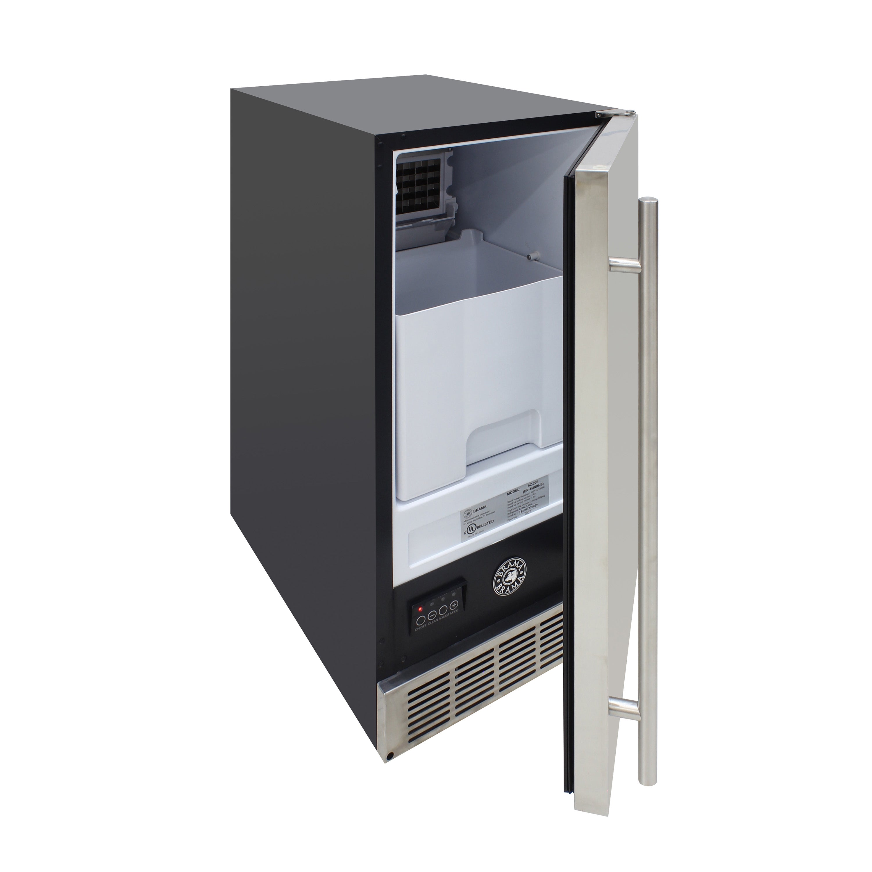 Brama by Vinotemp Indoor Undercounter Automatic Ice Maker, 25 lb Capacity, in Stainless Steel BR-15INIM-B
