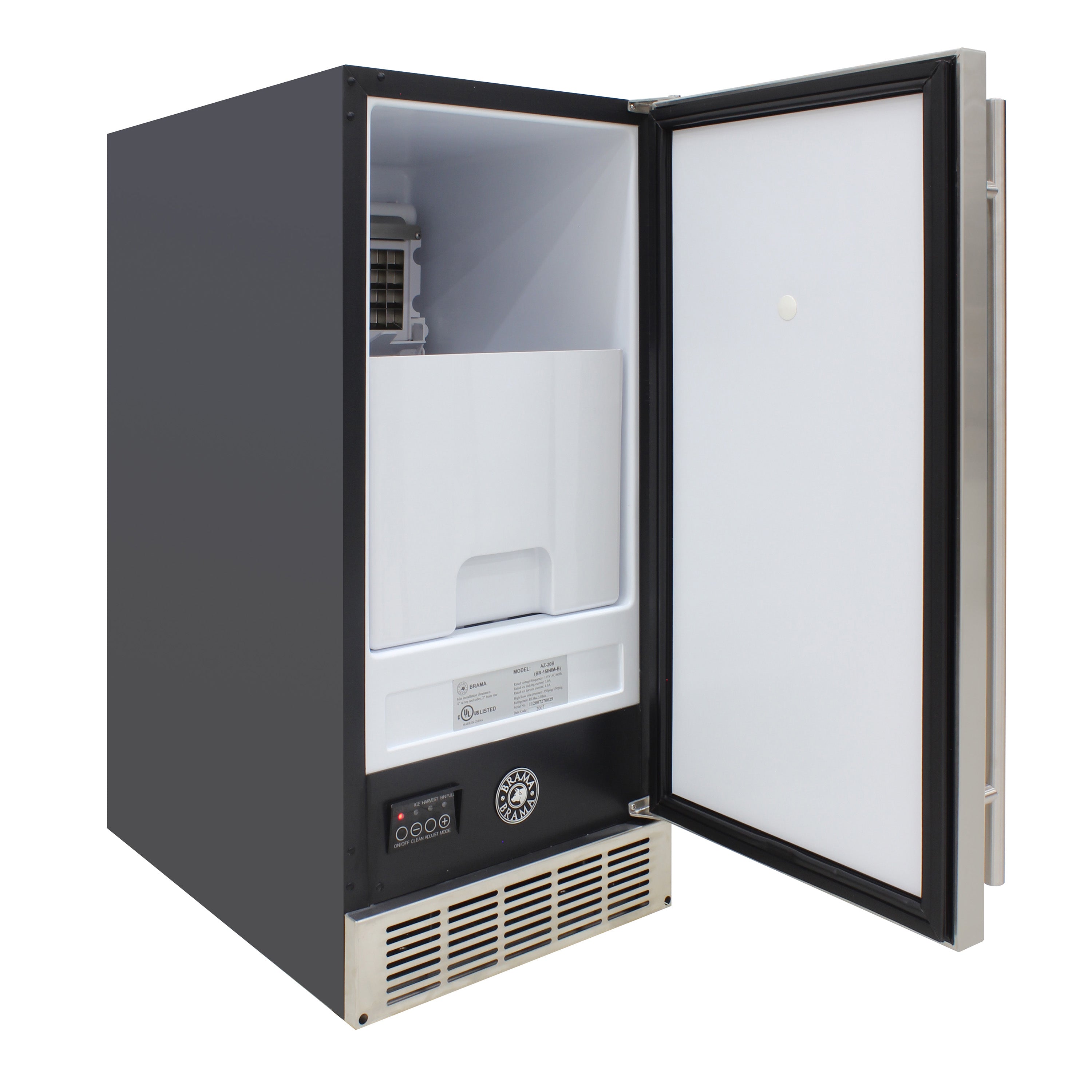 Brama by Vinotemp Indoor Undercounter Automatic Ice Maker, 25 lb Capacity, in Stainless Steel BR-15INIM-B