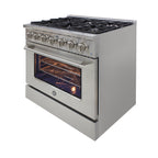 Brama by Vinotemp 36" Gas Range and Oven, 5.2 cu. ft. Capacity, in Stainless Steel BR-36SSGG