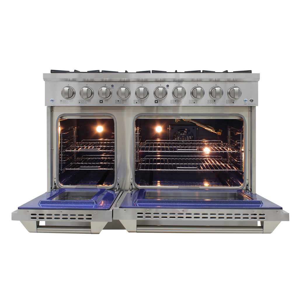 Brama by Vinotemp 48" Double Oven Gas Range with 8 Burners, 6.7 cu. ft. Capacity, in Stainless Steel BR-48SSGG