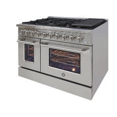 Brama by Vinotemp 48" Double Oven Gas Range with 8 Burners, 6.7 cu. ft. Capacity, in Stainless Steel BR-48SSGG