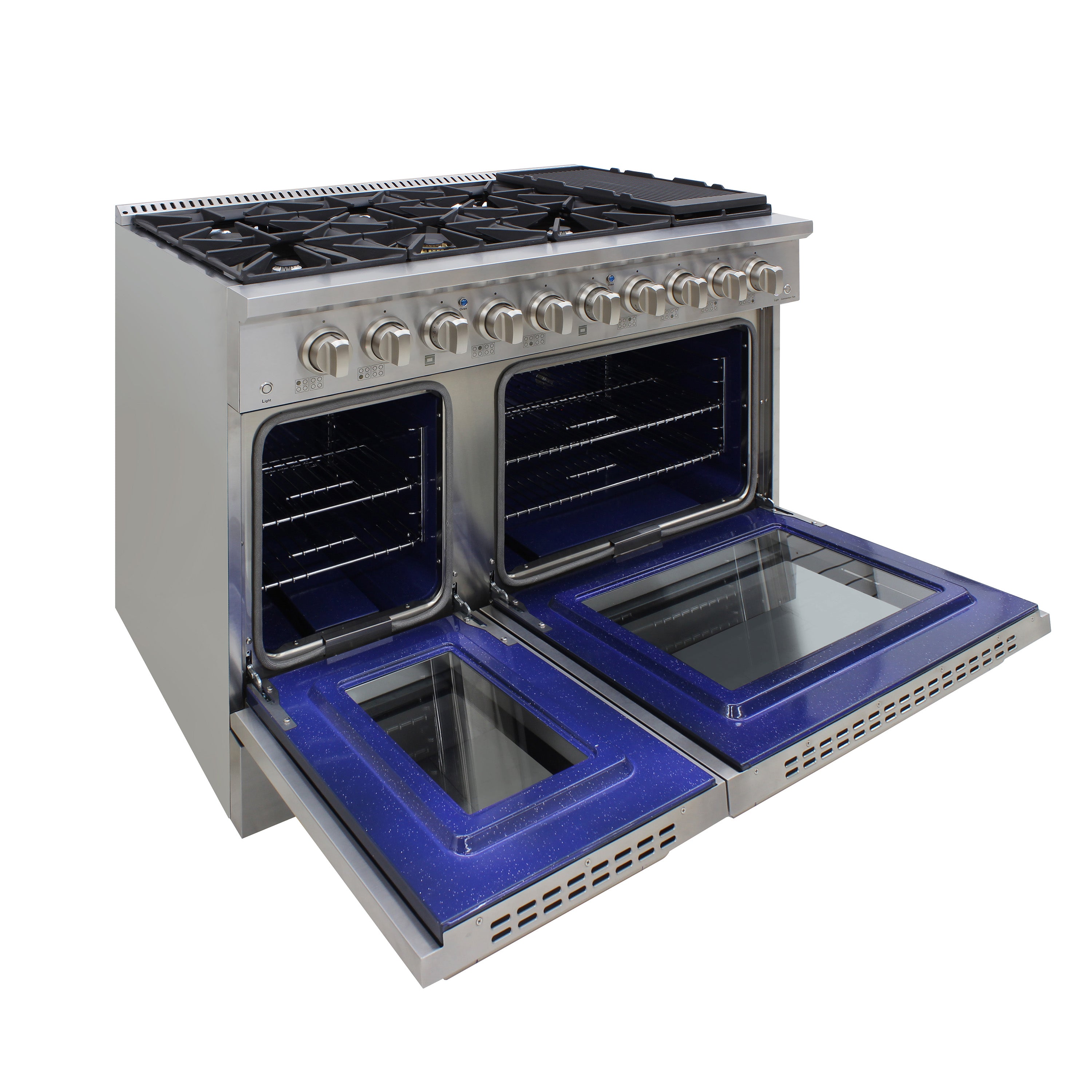 Brama by Vinotemp 48" Double Oven Gas Range with 8 Burners, 6.7 cu. ft. Capacity, in Stainless Steel BR-48SSGG