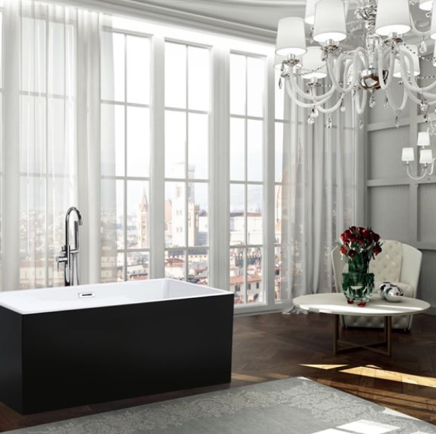 Bellaterra Brindisi 59 in. Freestanding Bathtub in Glossy Black BA6813BL