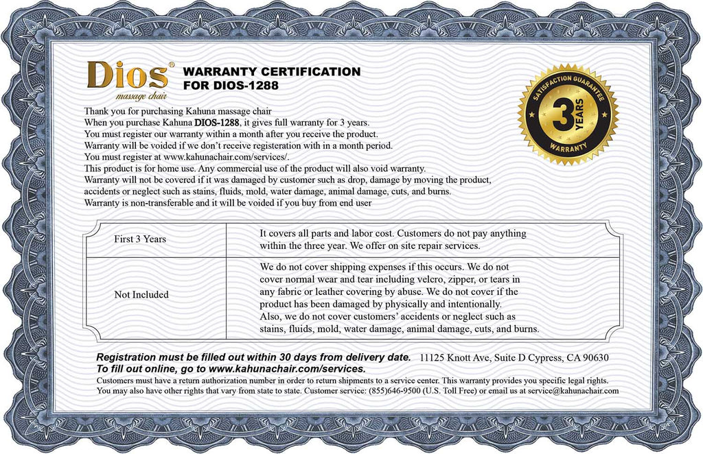 Kahuna Dios Massage Chair 8D AI Dual Air Tech Touch Roller SL-track with Brain Relaxation Program Dios-1288