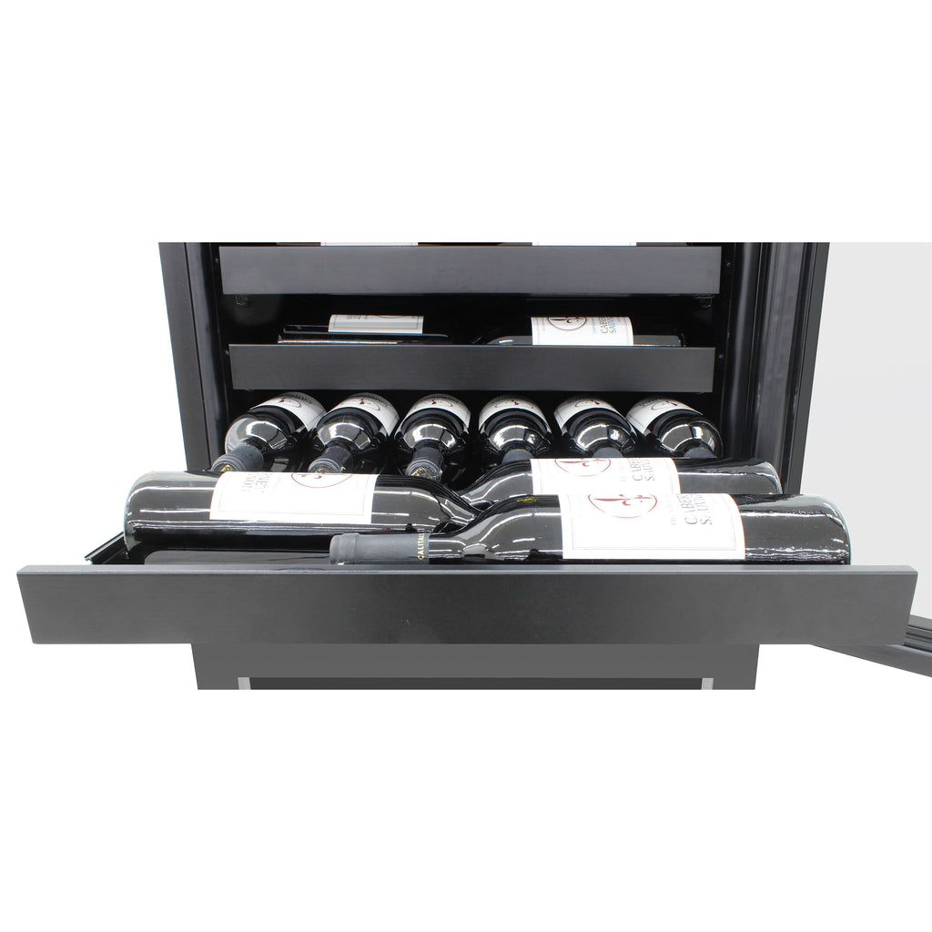 Vinotemp Butler Series Dual-Zone Wine and Beverage Cooler, 98 Bottle or 200 12 oz Can Capacity, in Black EL-100WBC-TS