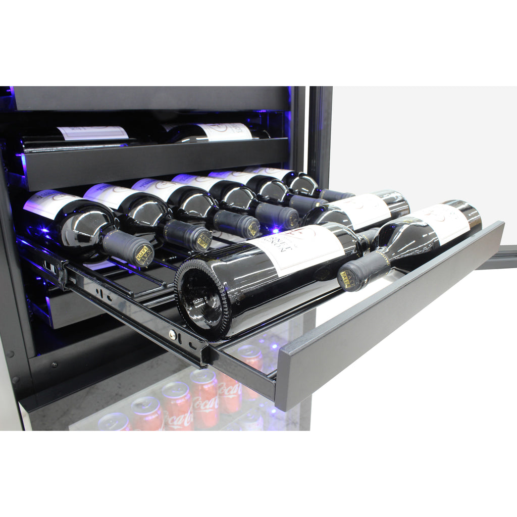 Vinotemp Butler Series Dual-Zone Wine and Beverage Cooler, 98 Bottle or 200 12 oz Can Capacity, in Black EL-100WBC-TS