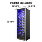 Vinotemp Backlit Series Commercial 168 Single-Zone Wine Cooler, Left Hinge, 141 Bottle Capacity, in Black EL-168COMM