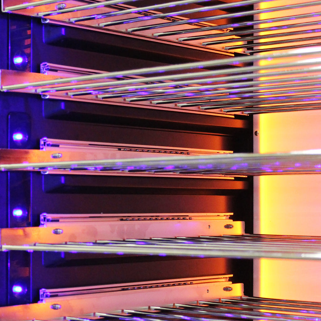 Vinotemp Backlit Series Commercial 168 Single-Zone Wine Cooler, Left Hinge, 141 Bottle Capacity, in Black EL-168COMM