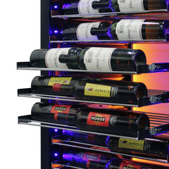 Vinotemp Backlit Series Commercial 168 Single-Zone Wine Cooler, Left Hinge, 141 Bottle Capacity, in Black EL-168COMM