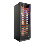 Vinotemp Backlit Series Commercial 168 Single-Zone Wine Cooler, Left Hinge, 141 Bottle Capacity, in Black EL-168COMM
