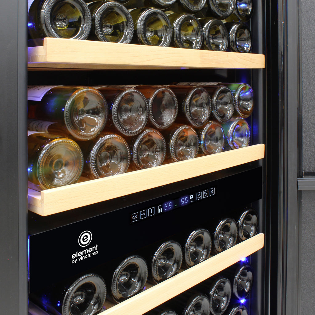 Vinotemp Garage 168 Dual-Zone Wine Cooler, 203 Bottle Capacity, in Black EL-168GFEB