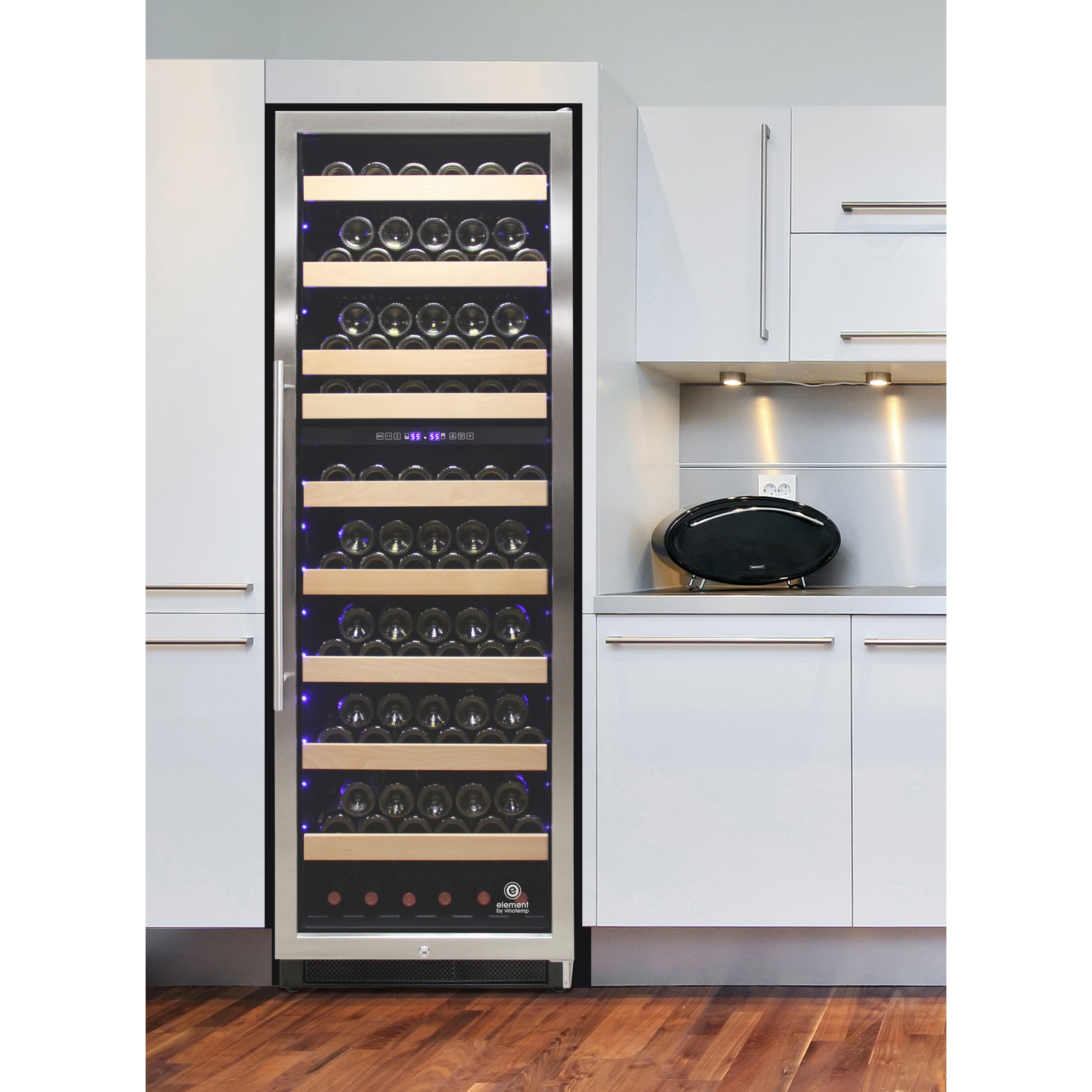 Vinotemp Connoisseur Series 168 Dual-Zone Wine Cooler, 215 Bottle Capacity, in Stainless Steel EL-168WCST