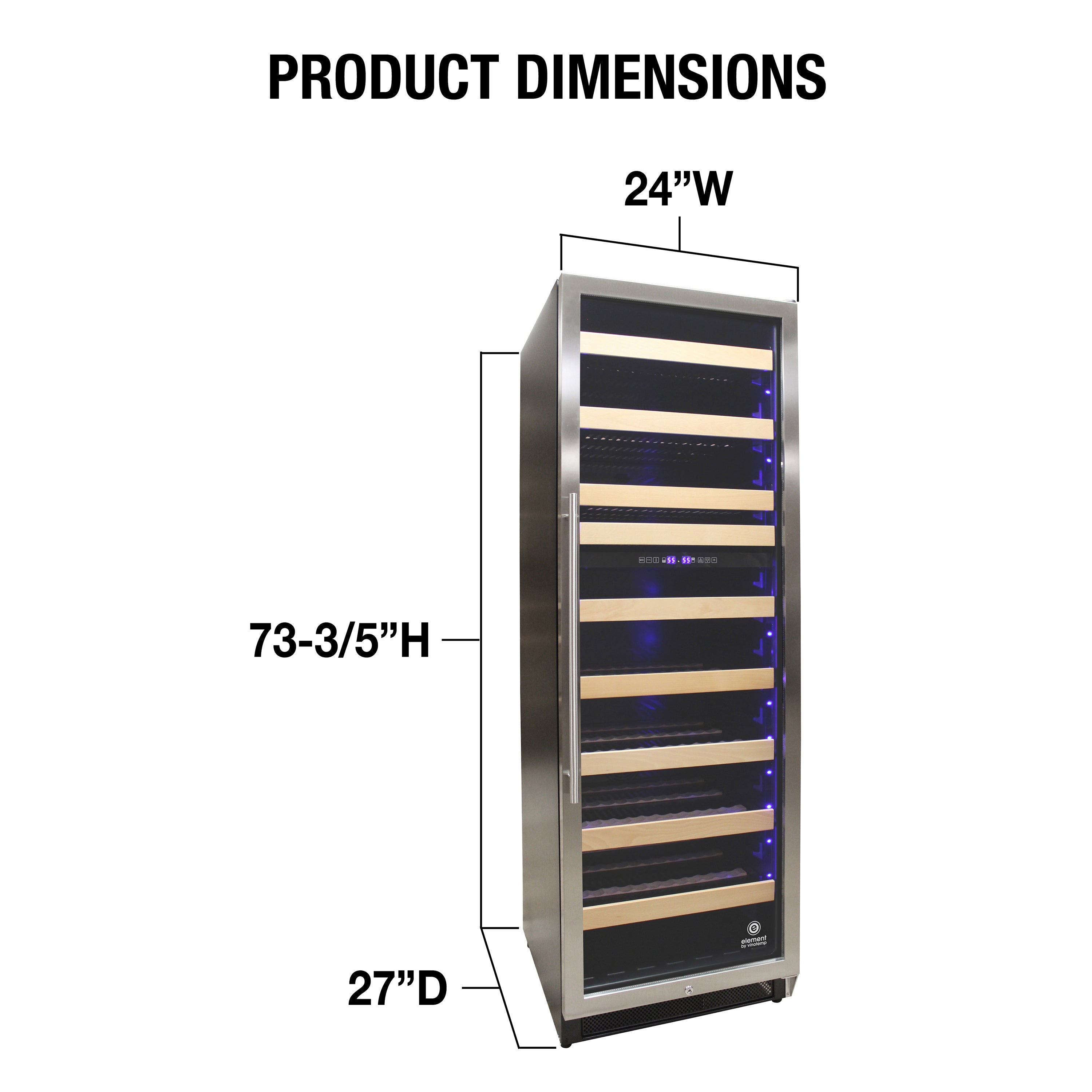 Vinotemp Connoisseur Series 168 Dual-Zone Wine Cooler, 215 Bottle Capacity, in Stainless Steel EL-168WCST