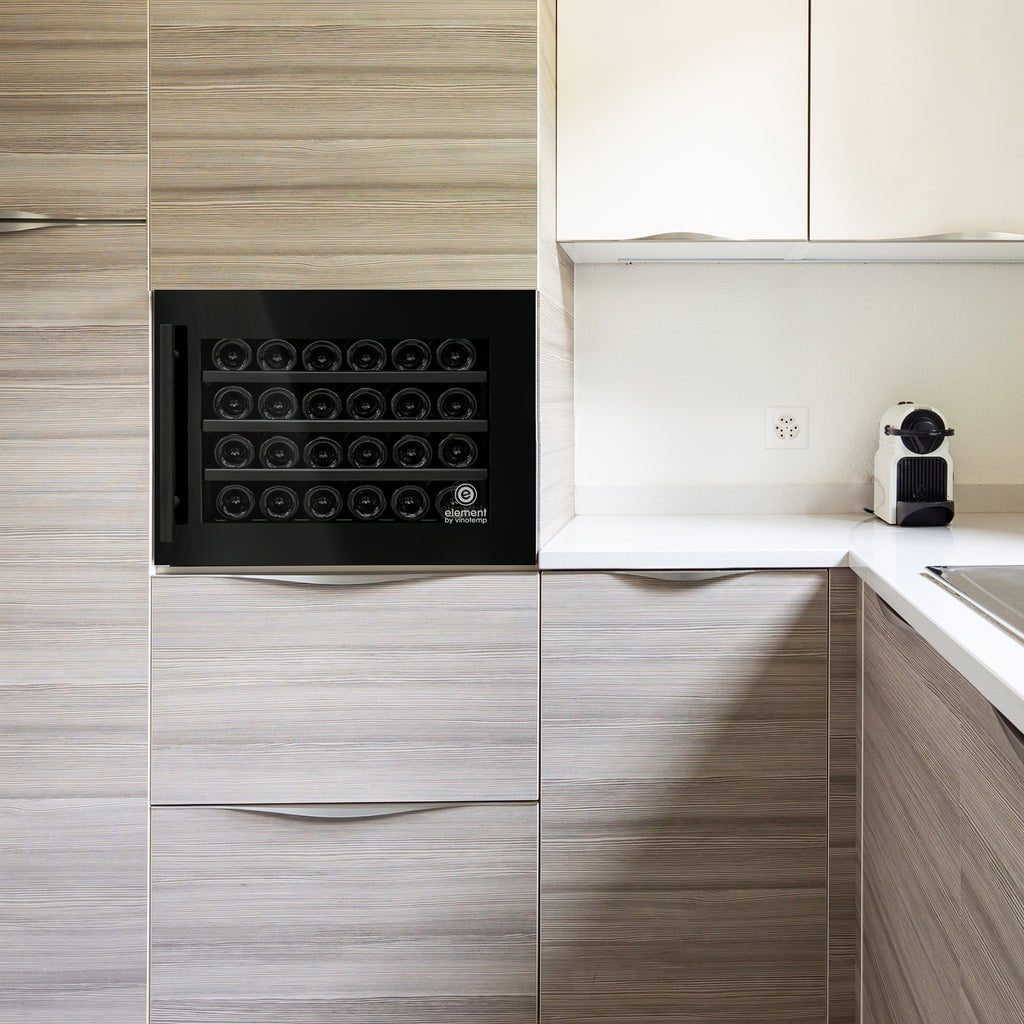 Vinotemp Wall-Mounted Single-Zone Wine Cooler, 24 Bottle Capacity, in Black EL-24WCUB