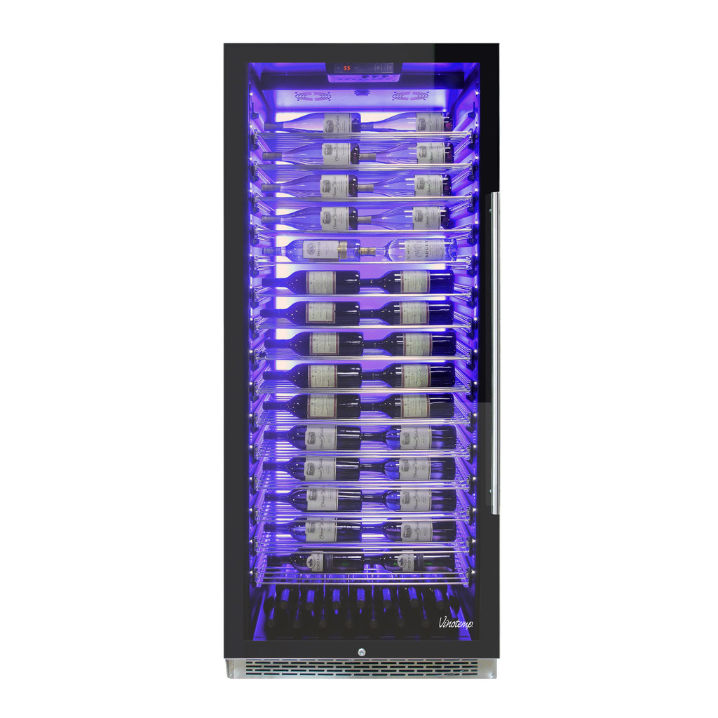 Vinotemp Backlit Series Commercial 300 Wine Cooler, Left Hinge, 188 Bottle Capacity, in Black EL-300COMM-L