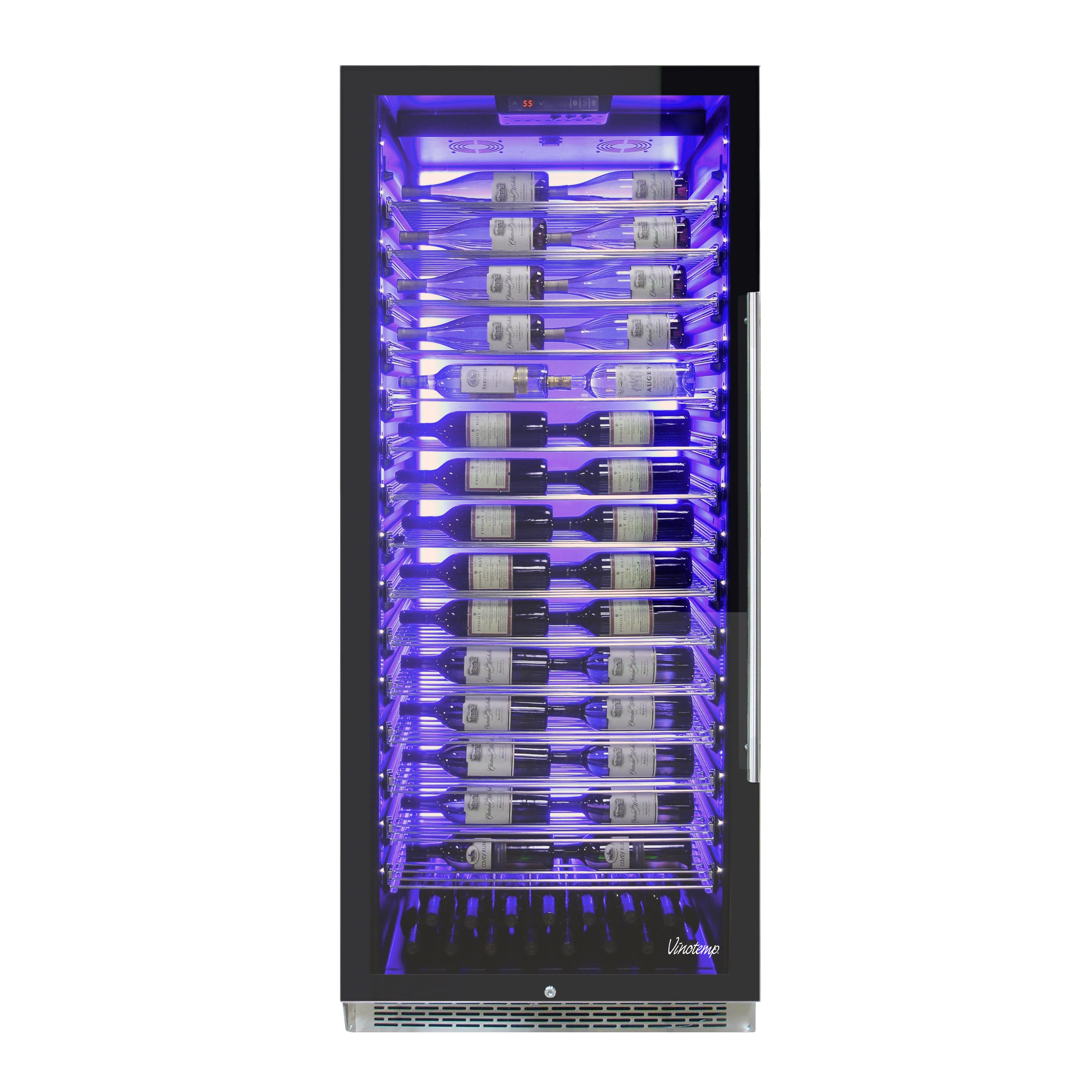Vinotemp Backlit Series Commercial 300 Wine Cooler, Left Hinge, 188 Bottle Capacity, in Black EL-300COMM-L