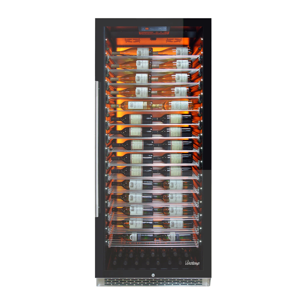Vinotemp Backlit Series Commercial 300 Wine Cooler, Right Hinge, 188 Bottle Capacity, in Black EL-300COMM