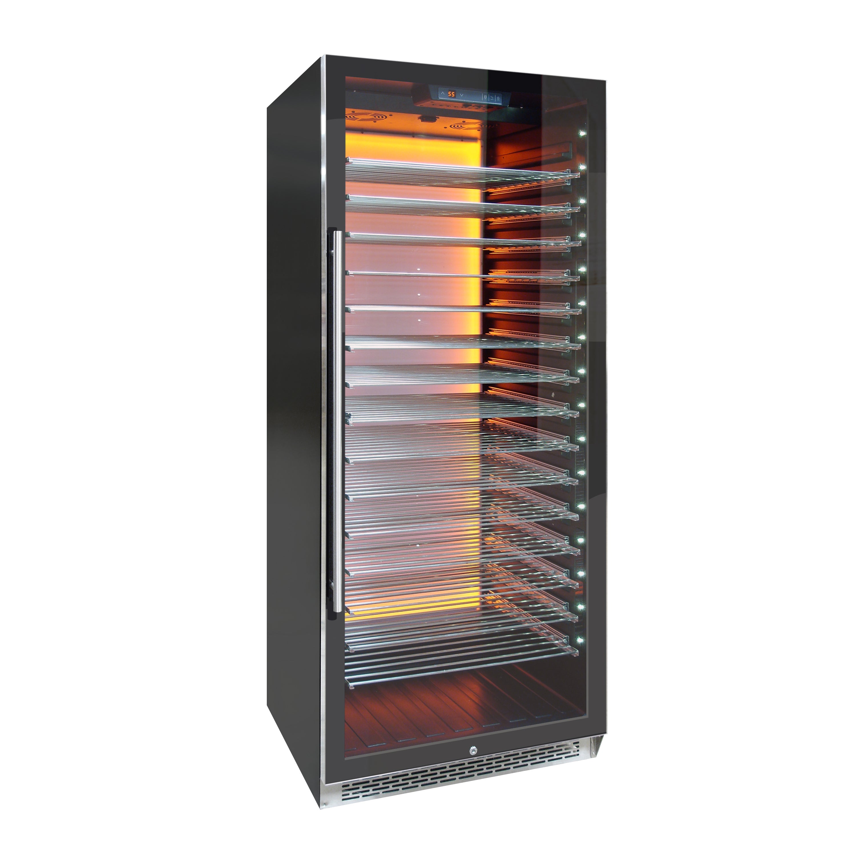 Vinotemp Backlit Series Commercial 300 Wine Cooler, Right Hinge, 188 Bottle Capacity, in Black EL-300COMM