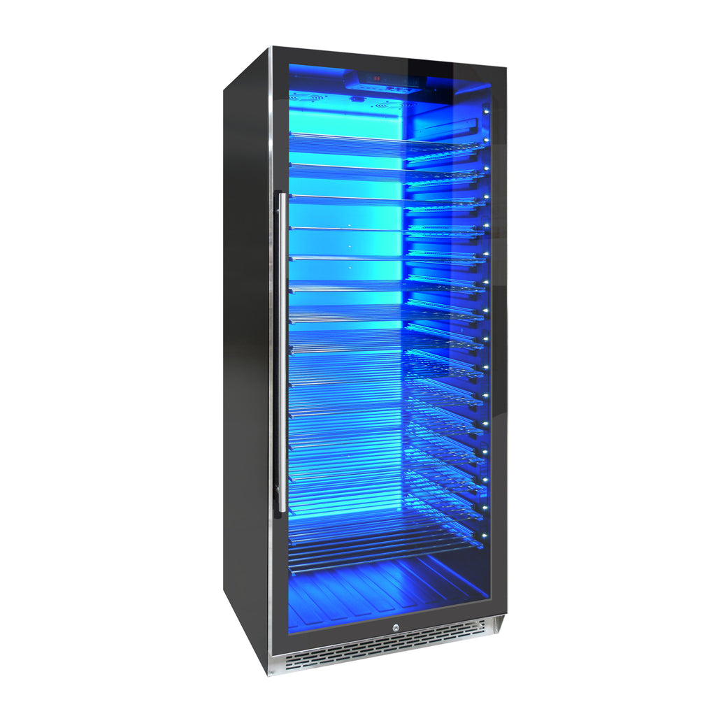 Vinotemp Backlit Series Commercial 300 Wine Cooler, Right Hinge, 188 Bottle Capacity, in Black EL-300COMM