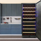 Vinotemp 300-Bottle Garage Wine Cooler with Dual Zone Cooling &amp; Digital Control Panel, in Black EL-300GFEBRR