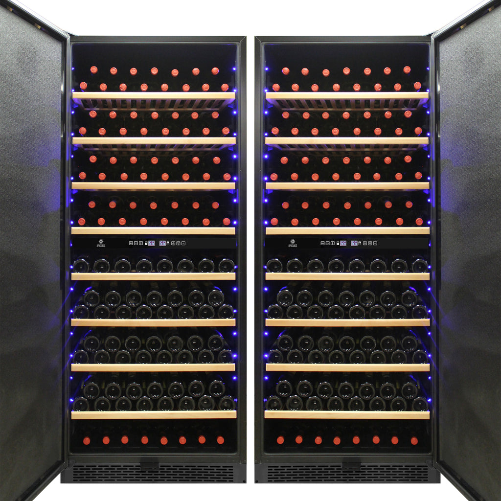 Vinotemp 300-Bottle Garage Wine Cooler with Dual Zone Cooling &amp; Digital Control Panel, in Black EL-300GFEBRR