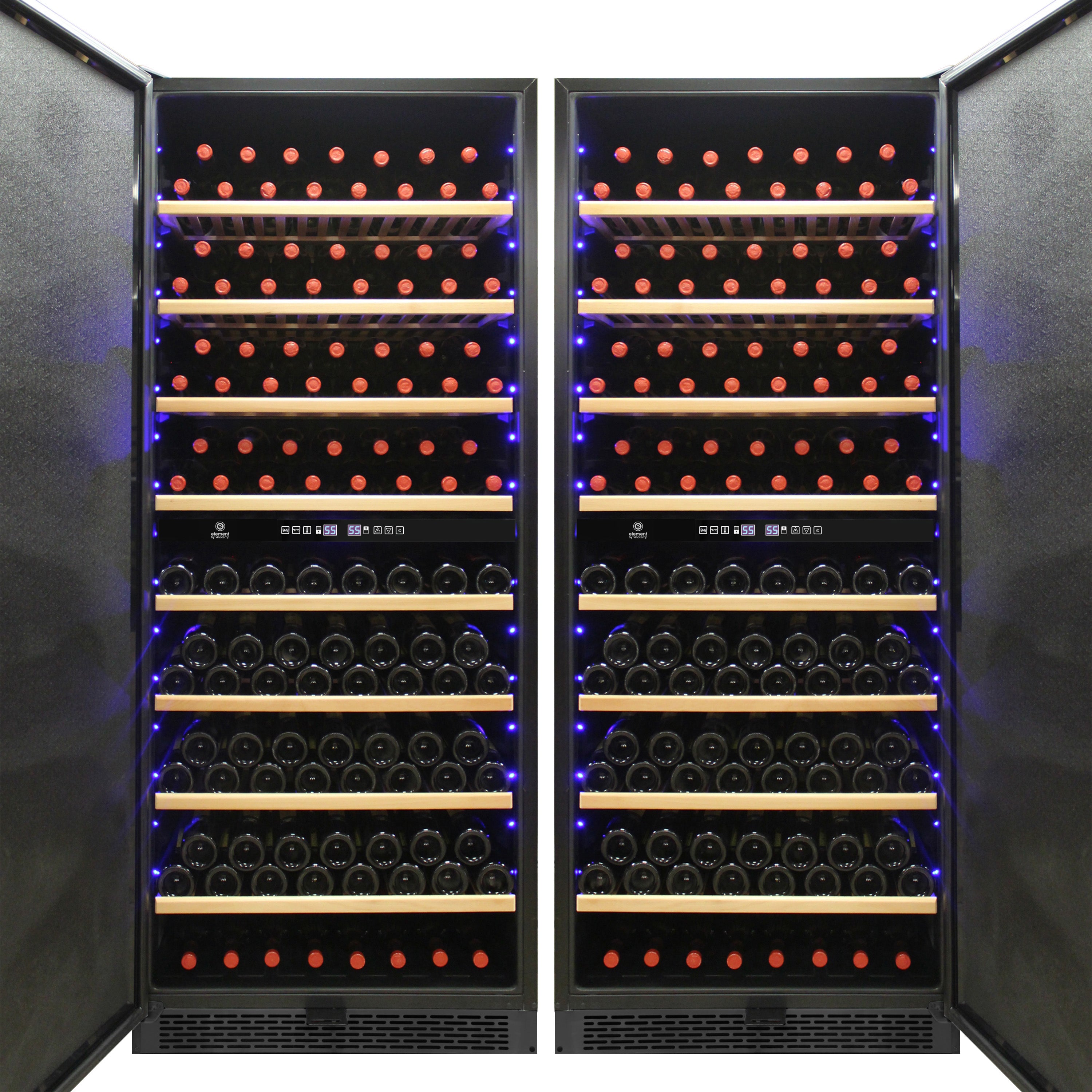 Vinotemp 300-Bottle Garage Wine Cooler with Dual Zone Cooling &amp; Digital Control Panel, in Black EL-300GFEBRR