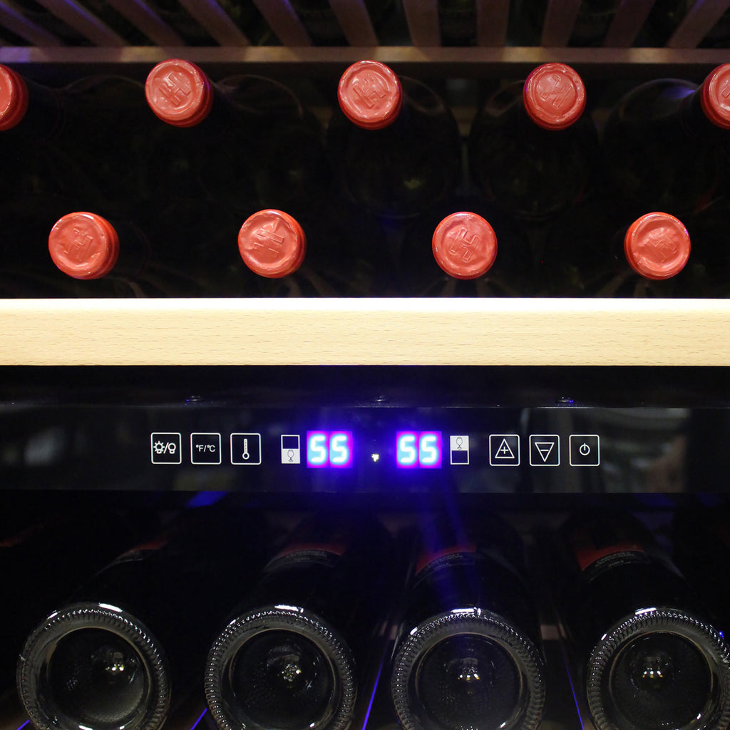 Vinotemp 300-Bottle Garage Wine Cooler with Dual Zone Cooling &amp; Digital Control Panel, in Black EL-300GFEBRR