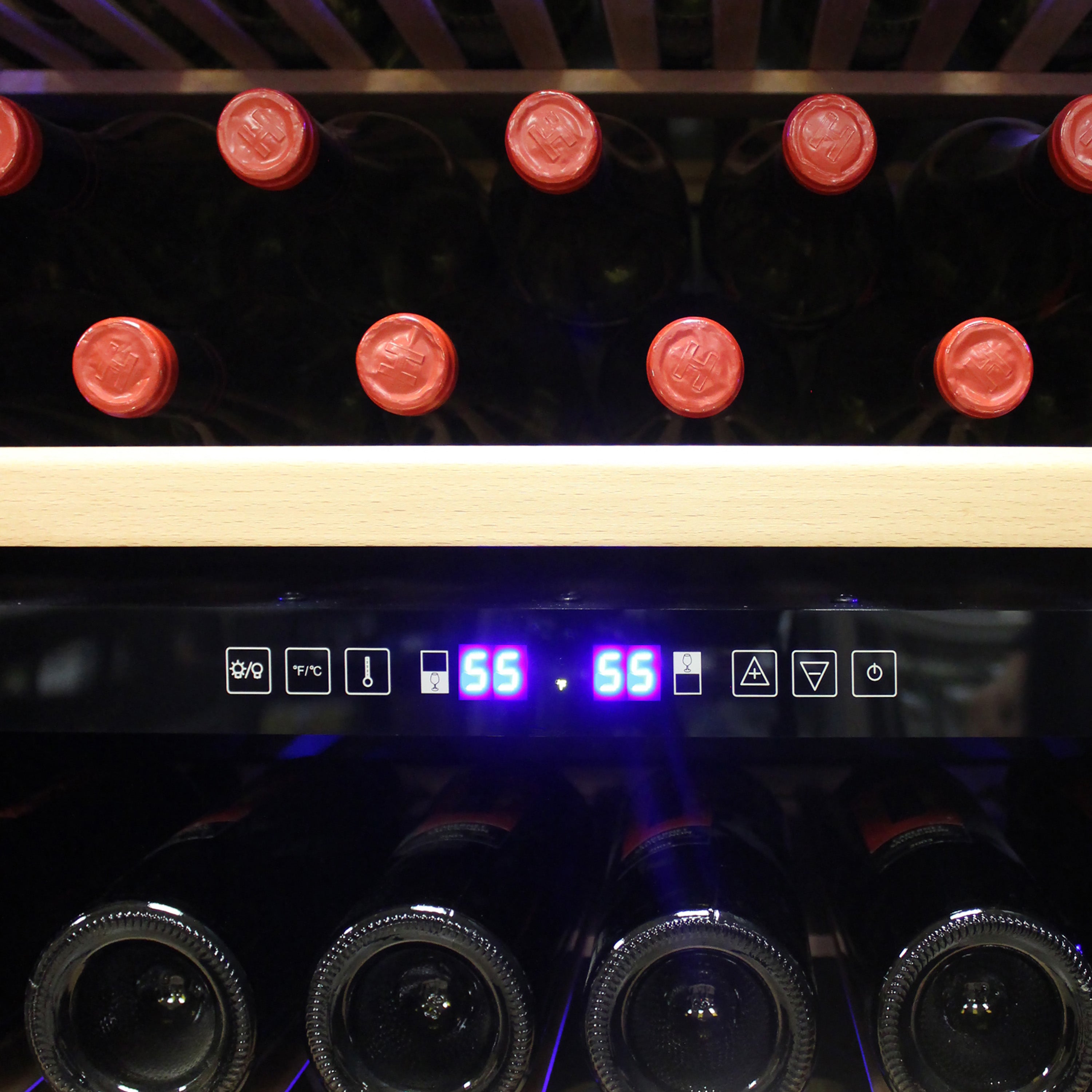 Vinotemp 300-Bottle Garage Wine Cooler with Dual Zone Cooling &amp; Digital Control Panel, in Black EL-300GFEBRR