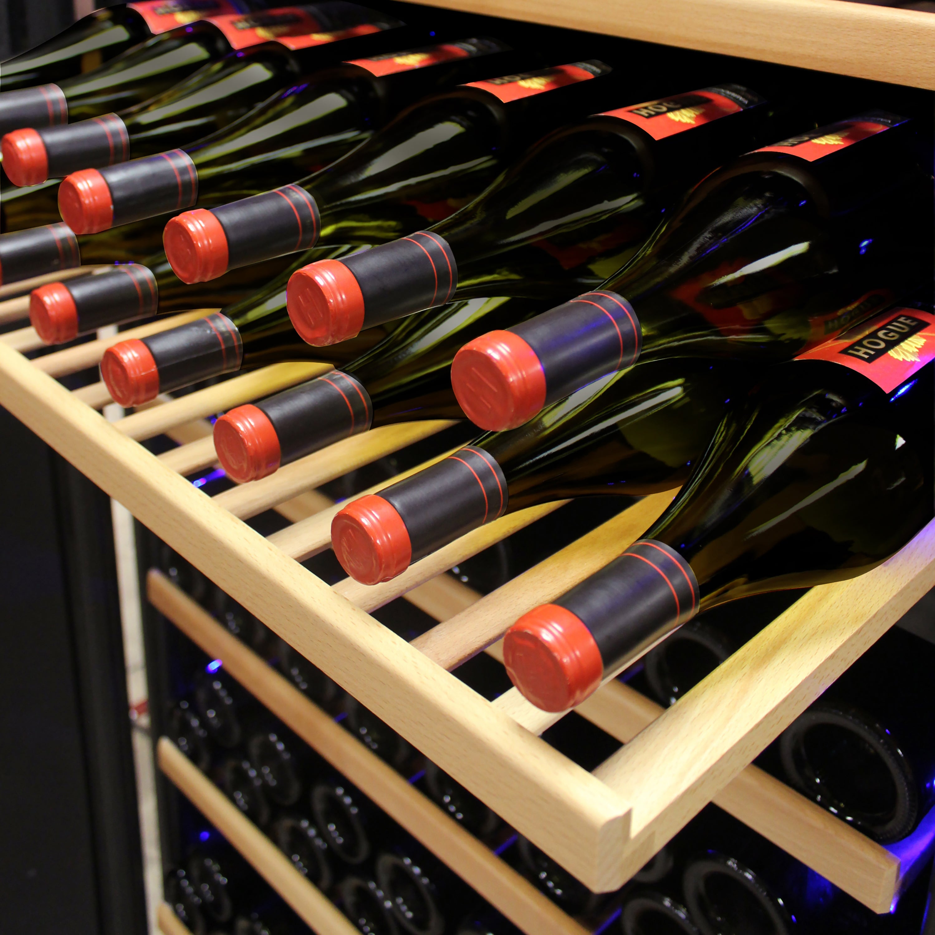 Vinotemp 300-Bottle Garage Wine Cooler with Dual Zone Cooling &amp; Digital Control Panel, in Black EL-300GFEBRR
