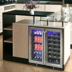 Vinotemp Connoisseur Series Dual-Zone 30" Wine and Beverage Cooler, 33 Bottles and 101 12 oz Can Capacity, in Black EL-30SWCB2D
