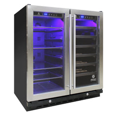 Vinotemp Connoisseur Series Dual-Zone 30" Wine and Beverage Cooler, 33 Bottles and 101 12 oz Can Capacity, in Black EL-30SWCB2D