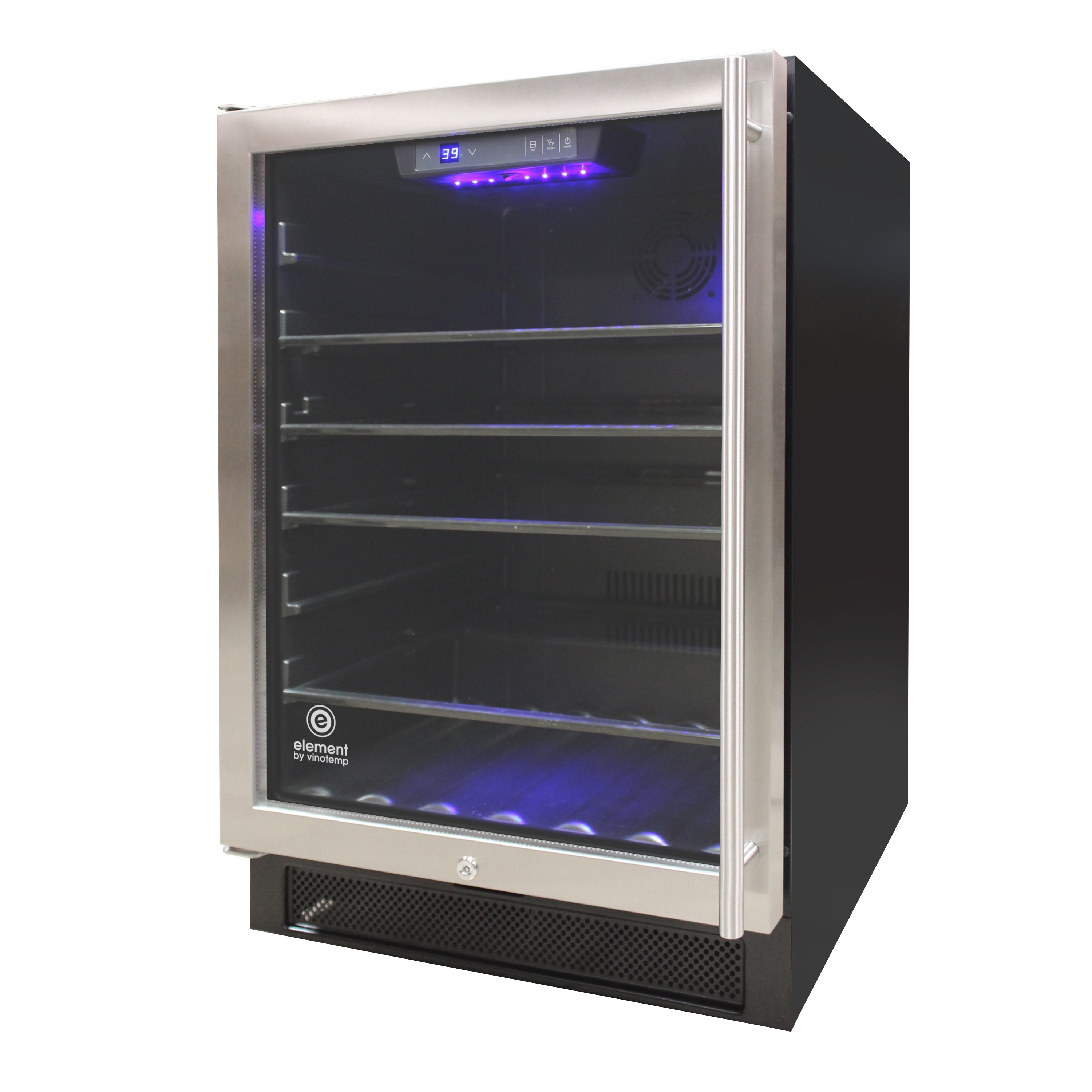 Vinotemp Connoisseur Series 46 Single-Zone Beverage Cooler, Left Hinge, 161 12 oz Can Capacity, in Stainless Steel EL-46WCBC-L