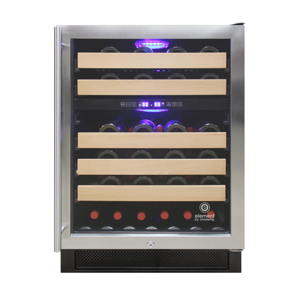 Vinotemp Connoisseur Series 46 Dual-Zone Wine Cooler, Right Hinge, 46 Bottle Capacity, in Stainless Steel EL-46WCST