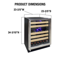 Vinotemp Connoisseur Series 46 Dual-Zone Wine Cooler, Right Hinge, 46 Bottle Capacity, in Stainless Steel EL-46WCST